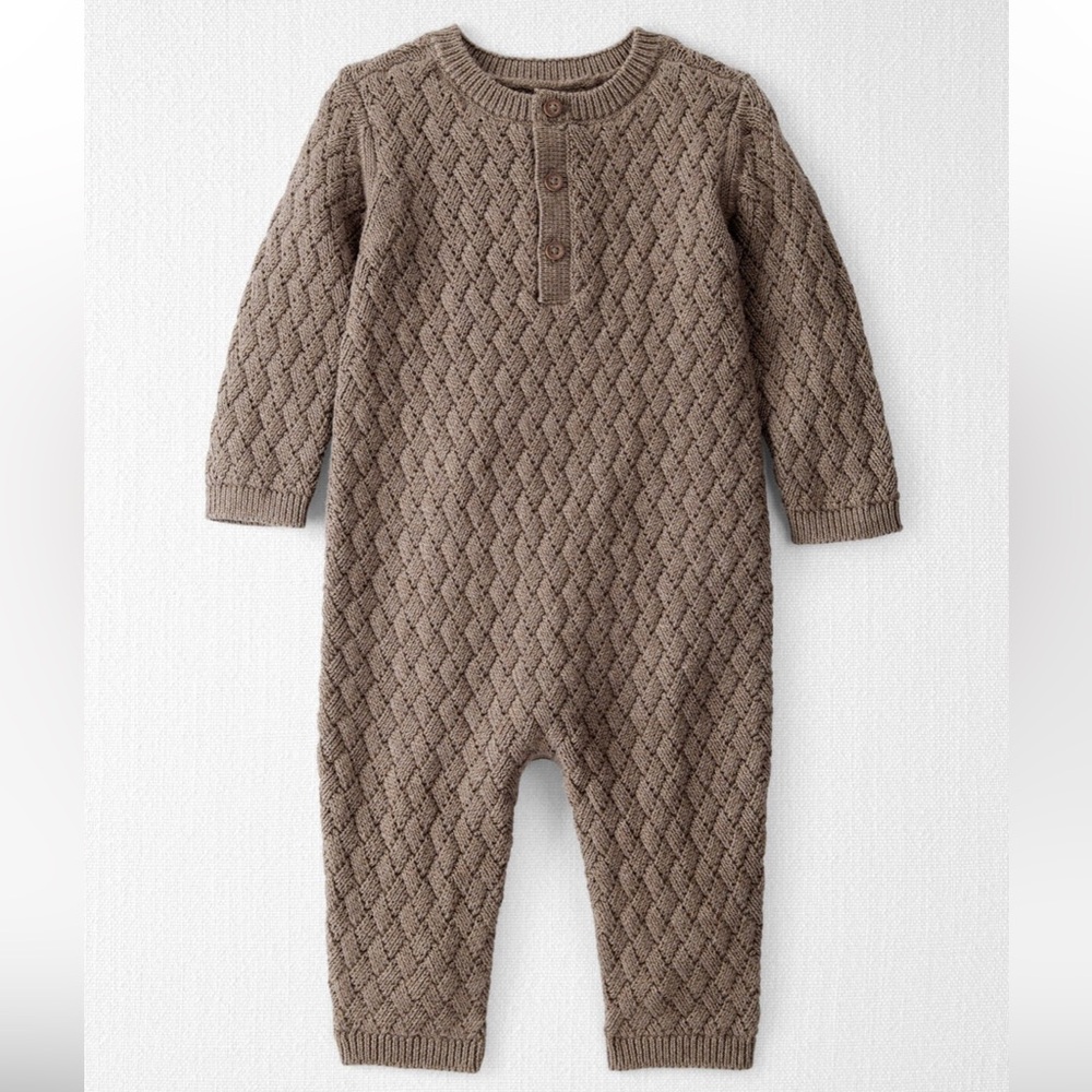 Little Planet by Carter’s: Brown Knit Baby Jumpsuit